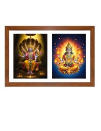 Lord vishnu and agni Photo Frame - 19x23Inches - Spiritual Artwork for Home Decor, Puja Room and Office Decoration