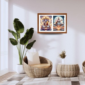 Lord bramha and goddess saraswathi Photo Frame - 11x15Inches - Spiritual Artwork for Home Wall Decoration, Puja Room and Office Decoration and Gifting