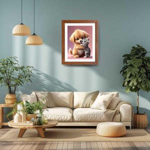 AI Funny Cute Dog & Cat Art Picture for Kids - 10x14 inches, Brown Color - Perfect Wall Decor for Children's Room AI Funny Cute Dog & Cat Art Picture for Kids - 10x14 inches, Brown Color - Perfect Wall Decor for Children's Room
