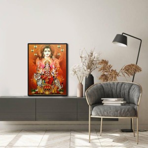 Durga with Shiva Laminated Photo - 9x11 Inches, Divine Blessings for Home & Office and Temple Decoration
