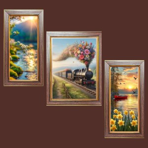 3-Pack Auroraâ€™s Whisper Photo Frames - 2 Pieces 6x13 Inch & 1 Piece 10x13 Inch - Rustic Wall Art for Home & Office Decor - Botanical Wall Hanging for Living Room, Bedroom, or Workspace