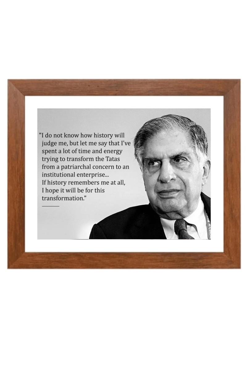 Shree Ratan Naval Tata & Famous Quote Brown Frame, 12x16InchesInspirational Wall Art for Office, Home DecorIdeal Spiritual Gift