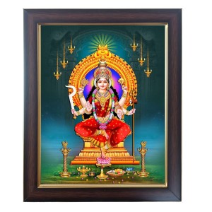 Hitech Sales Laxmi Devi Photo Frame for Pooja Room, Temple Decor, Home Decoration and Gift (Wall and Tabletop, Rectangular, Polystyrene Frame, Printed Photo, 24 x 29 cm, Black)