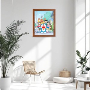 AI Funny Doremon Art Picture for Kids - 10x14 inches, Brown Color - Perfect Wall Decor for Children's Room