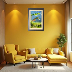 The funny frog is jumping Black Photo Frame Funny Animal and Bird Cartoon Art The funny frog is jumping Black Photo Frame Funny Animal and Bird Cartoon Art