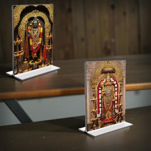 Lord Shiva & Sri Hanuman Acrylic T-Style Photo Stand - 7x9 Inches, Compact and Stylish Spiritual Display, easily change 2 photos (Pack of 1)
