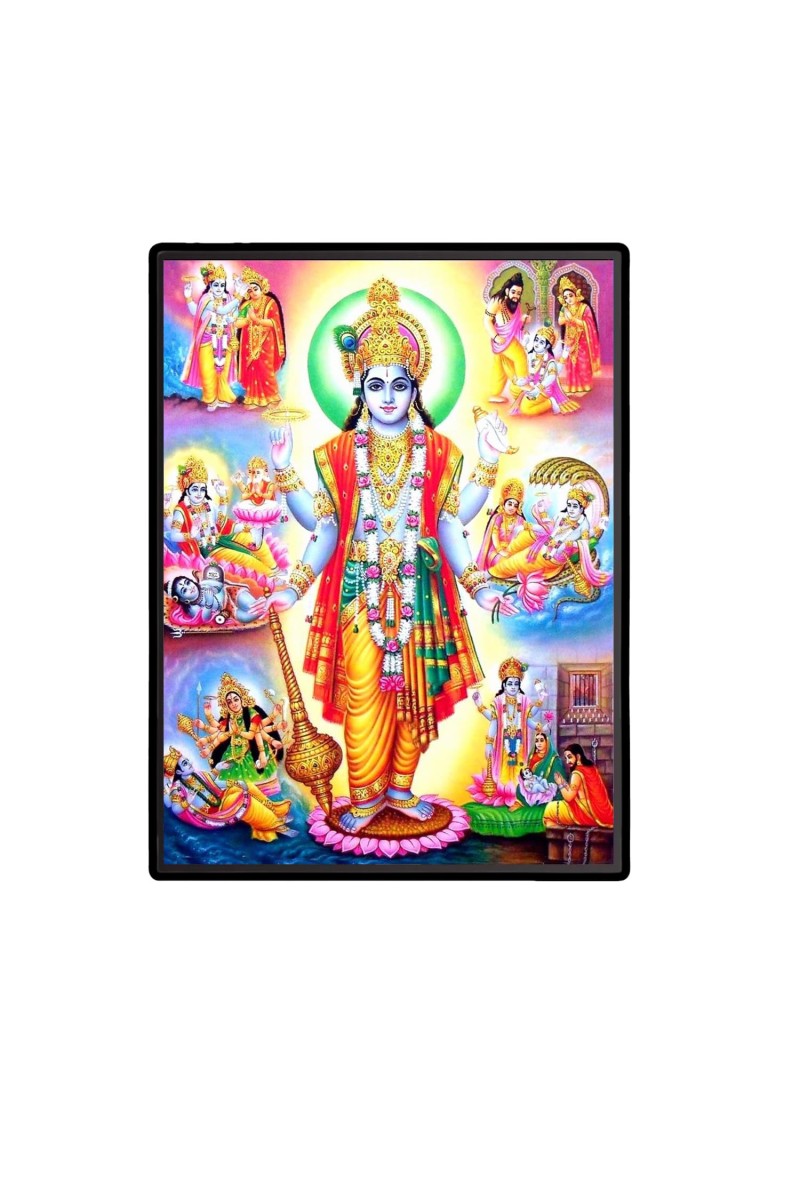 Vishnu Avatar Laminated Photo - 5x7 Inches, Divine Blessings for Home & Office and Temple Decoration