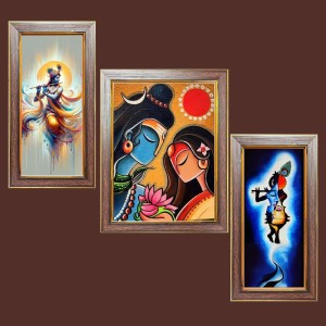 3-Pack Divine god painting Photo Frames - 2 Pieces 10x17 Inch & 1 Piece 14x17 Inch - Rustic Wall Art for Home & Office Decor - Botanical Wall Hanging for Living Room, Bedroom, or Workspace