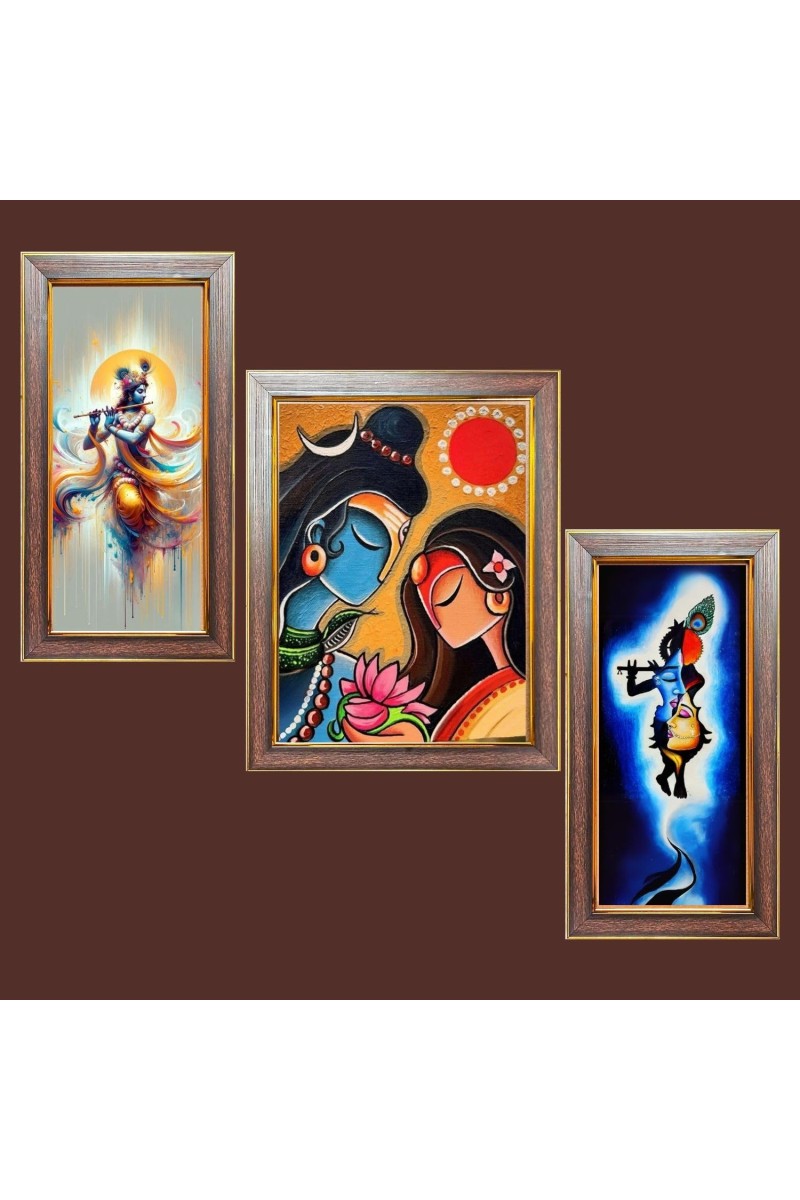 3-Pack Divine god painting Photo Frames - 2 Pieces 10x17 Inch & 1 Piece 14x17 Inch - Rustic Wall Art for Home & Office Decor - Botanical Wall Hanging for Living Room, Bedroom, or Workspace
