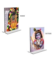 Lord Ram Lalla & Sri Krishna Acrylic T-Style Photo Stand - 11x13 Inches, Compact and Stylish Spiritual Display, easily change 2 photos (Pack of 1)