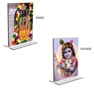 Lord Ram Lalla & Sri Krishna Acrylic T-Style Photo Stand, Compact and Stylish Spiritual Display, easily change 2 photos (Pack of 1) Lord Ram Lalla & Sri Krishna Acrylic T-Style Photo Stand, Compact and Stylish Spiritual Display, easily change 2 photos (Pack of 1)