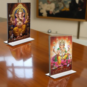 Lord Ganesh Acrylic T-Style Photo Stand, Compact and Stylish Spiritual Display, easily change 2 photos (Pack of 1) Lord Ganesh Acrylic T-Style Photo Stand, Compact and Stylish Spiritual Display, easily change 2 photos (Pack of 1)