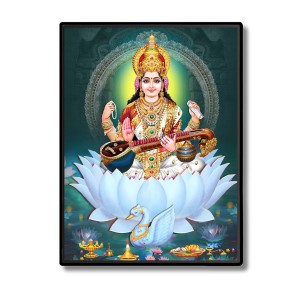 Saraswati Laminated Photo - 5x7 Inches, Divine Blessings for Home & Office and Temple Decoration Saraswati Laminated Photo - 5x7 Inches, Divine Blessings for Home & Office and Temple Decoration