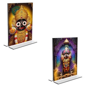 Car Desk/Table Top Lord Jagannath Acrylic T-Style Photo Stand - 2.5x3.5 Inches, Compact and Stylish Spiritual Display, easily change 2 photos (Pack of 1) Car Desk/Table Top Lord Jagannath Acrylic T-Style Photo Stand - 2.5x3.5 Inches, Compact and Stylish Spiritual Display, easily change 2 photos (Pack of 1)