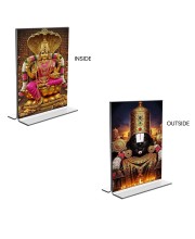 Lord Tirupati Balaji & Baba Lakhsmi Acrylic T-Style Photo Stand - 11x13 Inches, Compact and Stylish Spiritual Display, easily change 2 photos (Pack of 1)