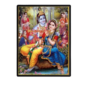 Radha Krishna Laminated Photo - 5x7 Inches, Divine Blessings for Home & Office and Temple Decoration