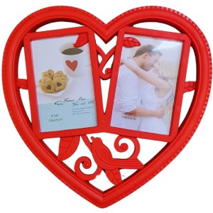 HiTechMart Romantic Red Heart-Shaped Double Photo Frame – Love-Themed Home Décor, 4x6 Inches (10x15cm) – Perfect for Couples, Weddings, Anniversaries & Valentine’s Day Gift