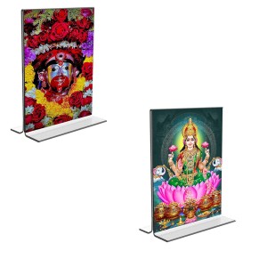Car Desk/Table Top Maa Tara & maa Lakhsmi Acrylic T-Style Photo Stand - 2.5x3.5 Inches, Compact and Stylish Spiritual Display, easily change 2 photos (Pack of 1) Car Desk/Table Top Maa Tara & maa Lakhsmi Acrylic T-Style Photo Stand - 2.5x3.5 Inches, Compact and Stylish Spiritual Display, easily change 2 photos (Pack of 1)