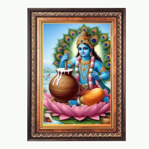 Sri Krishna Color Photo 10x14 Inch - Vibrant Religious Wall Art for Home or Office Decor.