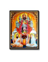 Kali, Ramakrishna Paramahamsa & Sarada Devi Laminated Photo - 5x7 Inches, Divine Blessings for Home & Office and Temple Decoration