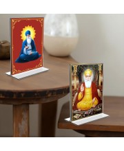 Guru Nanak Acrylic T-Style Photo Stand - 7x9 Inches, Compact and Stylish Spiritual Display, easily change 2 photos (Pack of 1)