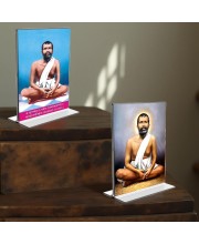 Sri Ramakrishna Paramhansa Acrylic T-Style Photo Stand - 11x13 Inches, Compact and Stylish Spiritual Display, easily change 2 photos (Pack of 1)