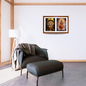 Lord vishnu and goddess durga Photo Frame - 19x23Inches - Spiritual Artwork for Home Decor, Puja Room and Office Decoration