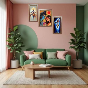 3-Pack Divine god painting Photo Frames - 2 Pieces 6x13 Inch & 1 Piece 10x13 Inch - Rustic Wall Art for Home & Office Decor - Botanical Wall Hanging for Living Room, Bedroom, or Workspace