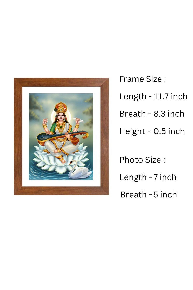 Colored Photo of Goddess Maa Saraswati | Divine Saraswati Wall Art | Ideal for Home and Temple Decoration | Ideal for Puja room