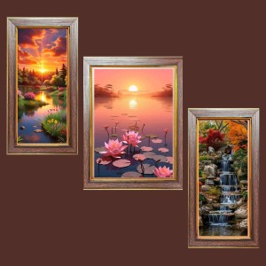 3-Pack Echoes of Beauty Photo Frames - 2 Pieces 6x13 Inch & 1 Piece 10x13 Inch - Rustic Wall Art for Home & Office Decor - Botanical Wall Hanging for Living Room, Bedroom, or Workspace