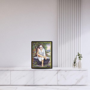 Sai Baba Laminated Photo - 5x7 Inches, Divine Blessings for Home & Office and Temple Decoration