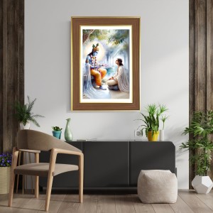 Sri krishna and Arjun Photo Frame - 14x18 Inches, Brown Wooden Frame for Home, Office & Temple Decoration Sri krishna and Arjun Photo Frame - 14x18 Inches, Brown Wooden Frame for Home, Office & Temple Decoration