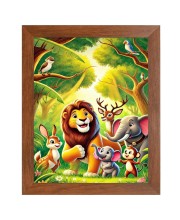 AI Funny Lion, Elephant, Birds Art Picture for Kids - 10x14 inches, Brown Color - Perfect Wall Decor for Children's Room AI Funny Lion, Elephant, Birds Art Picture for Kids - 10x14 inches, Brown Color - Perfect Wall Decor for Children's Room