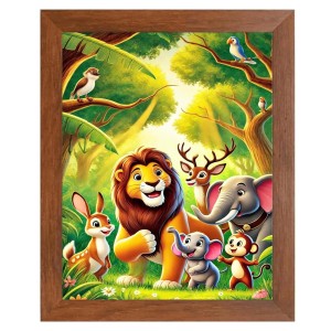 AI Funny Lion, Elephant, Birds Art Picture for Kids - 10x14 inches, Brown Color - Perfect Wall Decor for Children's Room AI Funny Lion, Elephant, Birds Art Picture for Kids - 10x14 inches, Brown Color - Perfect Wall Decor for Children's Room