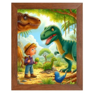 AI Funny Dinosaurs with kid Art Picture for Kids - 12x16 inches, Brown Color - Perfect Wall Decor for Children's Room AI Funny Dinosaurs with kid Art Picture for Kids - 12x16 inches, Brown Color - Perfect Wall Decor for Children's Room
