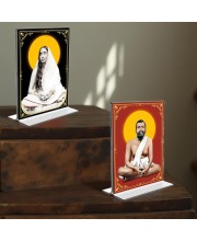 Sri Ramakrishna Paramhansa & Sarada Debi Acrylic T-Style Photo Stand - 7x9 Inches, Compact and Stylish Spiritual Display, easily change 2 photos (Pack of 1)