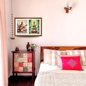Goddess saraswati and lakshmi Photo Frame - 11x15Inches - Spiritual Artwork for Home Wall Decoration, Puja Room and Office Decoration and Gifting Goddess saraswati and lakshmi Photo Frame - 11x15Inches - Spiritual Artwork for Home Wall Decoration, Puja Room and Office Decoration and Gifting