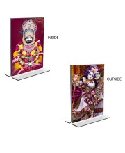 Lord Khatu shyam & Sri Krishna Acrylic T-Style Photo Stand - 11x13 Inches, Compact and Stylish Spiritual Display, easily change 2 photos (Pack of 1)