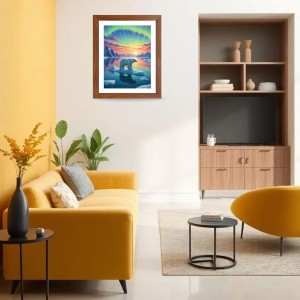 AI Funny Polar bear Art Picture for Kids - 18x22 inches, Brown Color - Perfect Wall Decor for Children's Room