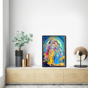 Radha Krishna Laminated Photo - 5x7 Inches, Divine Blessings for Home & Office and Temple Decoration