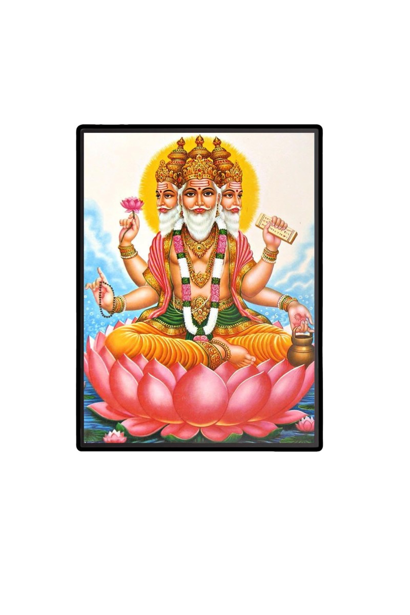 Brahma Laminated Photo - 13x15 Inches, Divine Blessings for Home & Office and Temple Decoration