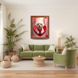 AI Funny Cute Dog Art Picture for Kids - 16x20 inches, Brown Color - Perfect Wall Decor for Children's Room