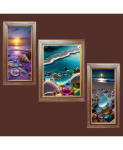 3-Pack Natural Stone Beauty Photo Frames - 2 Pieces 6x13 Inch & 1 Piece 10x13 Inch - Rustic Wall Art for Home & Office Decor - Botanical Wall Hanging for Living Room, Bedroom, or Workspace