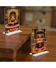 Lord Shiva Lingam Acrylic T-Style Photo Stand, Compact and Stylish Spiritual Display, easily change 2 photos (Pack of 1)