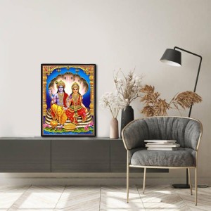 Vishnu Lakshmi Laminated Photo - 5x7 Inches, Divine Blessings for Home & Office and Temple Decoration