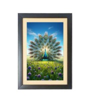 The beautiful peacock Black Photo Frame Funny Animal and Bird Cartoon Art