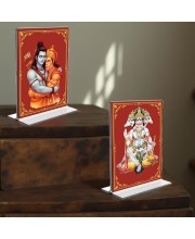 Sri Ram & cHanuman Acrylic T-Style Photo Stand - 11x13 Inches, Compact and Stylish Spiritual Display, easily change 2 photos (Pack of 1)