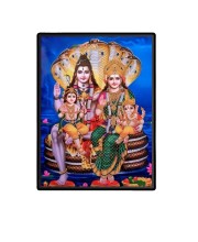 Shiva Family Laminated Photo - 13x15 Inches, Divine Blessings for Home & Office and Temple Decoration
