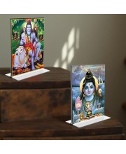 Lord Shiva Acrylic T-Style Photo Stand - 11x13 Inches, Compact and Stylish Spiritual Display, easily change 2 photos (Pack of 1)