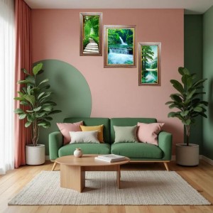 3-Pack Majestic Waterfalls in Nature Photo Frames - 2 Pieces 6x13 Inch & 1 Piece 10x13 Inch - Rustic Wall Art for Home & Office Decor - Botanical Wall Hanging for Living Room, Bedroom, or Worksp